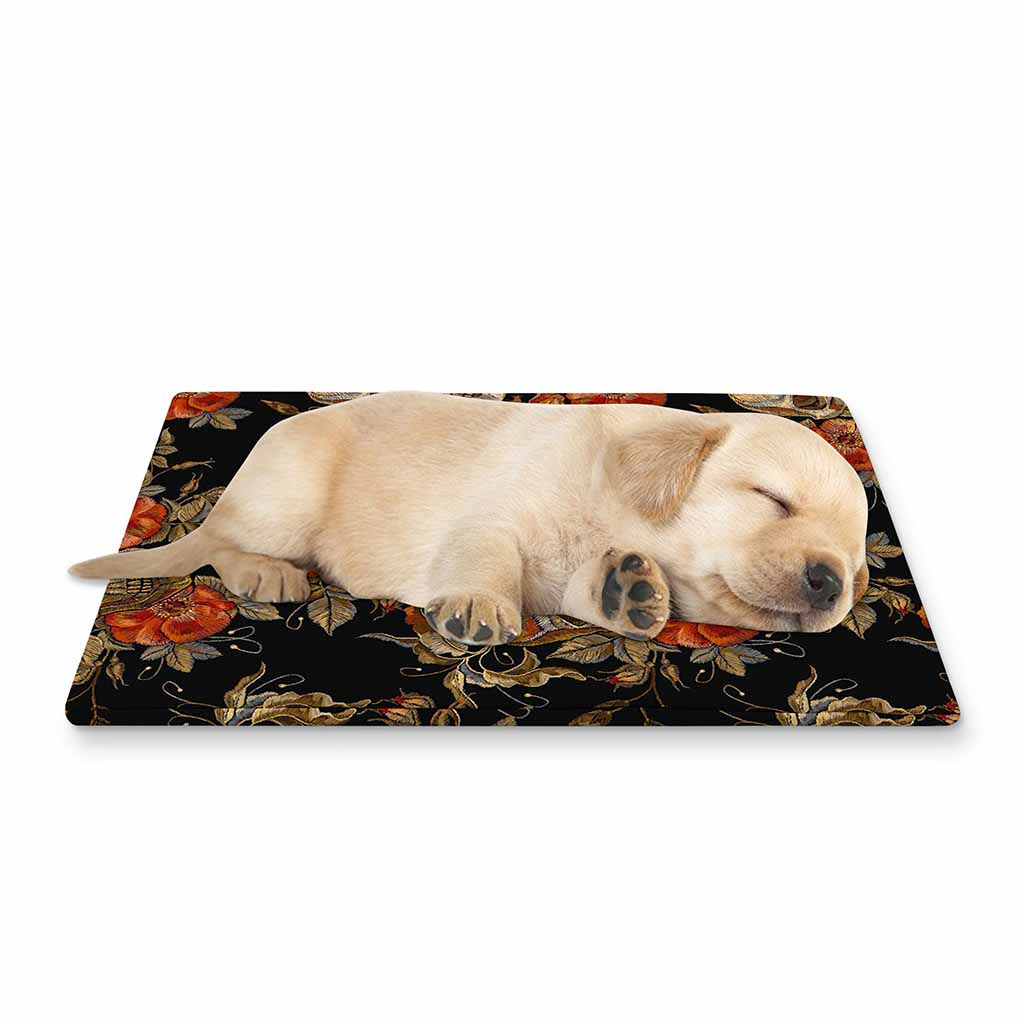 Vintage Floral Skull Pattern Print Pet Cooling Mat Cover