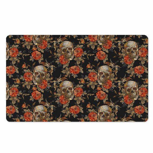 Vintage Floral Skull Pattern Print Polyester Doormat