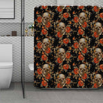 Vintage Floral Skull Pattern Print Polyester Shower Curtain