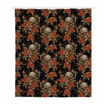 Vintage Floral Skull Pattern Print Polyester Shower Curtain