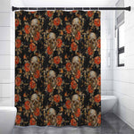 Vintage Floral Skull Pattern Print Premium Shower Curtain