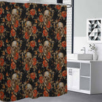 Vintage Floral Skull Pattern Print Premium Shower Curtain