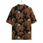 Vintage Floral Skull Pattern Print Rayon Hawaiian Shirt