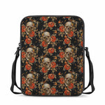 Vintage Floral Skull Pattern Print Rectangular Crossbody Bag
