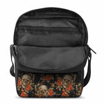 Vintage Floral Skull Pattern Print Rectangular Crossbody Bag