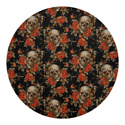 Vintage Floral Skull Pattern Print Round Blanket