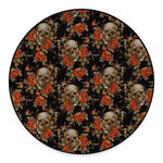 Vintage Floral Skull Pattern Print Round Floor Mat