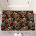 Vintage Floral Skull Pattern Print Rubber Doormat
