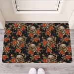 Vintage Floral Skull Pattern Print Rubber Doormat