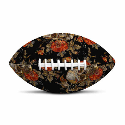 Vintage Floral Skull Pattern Print Rugby Ball