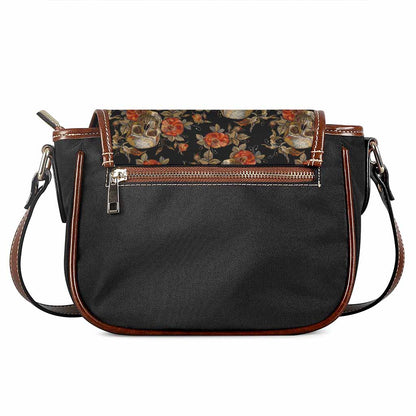 Vintage Floral Skull Pattern Print Saddle Bag