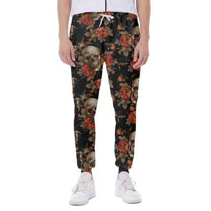 Vintage Floral Skull Pattern Print Scuba Joggers
