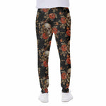Vintage Floral Skull Pattern Print Scuba Joggers