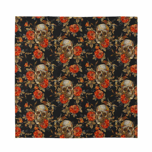 Vintage Floral Skull Pattern Print Silk Bandana