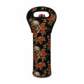 Vintage Floral Skull Pattern Print Single Neoprene Wine Tote