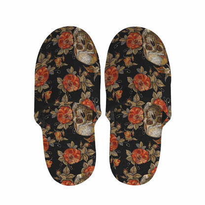 Vintage Floral Skull Pattern Print Slippers