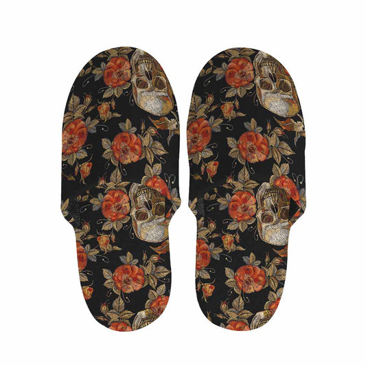 Vintage Floral Skull Pattern Print Slippers