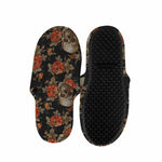 Vintage Floral Skull Pattern Print Slippers