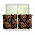Vintage Floral Skull Pattern Print Tier Curtains