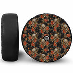 Vintage Floral Skull Pattern Print Tire Cover With Camera Hole
