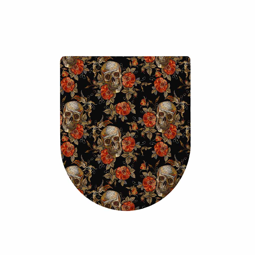 Vintage Floral Skull Pattern Print Toilet Lid Cover