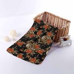 Vintage Floral Skull Pattern Print Towel