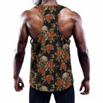 Vintage Floral Skull Pattern Print Training Tank Top