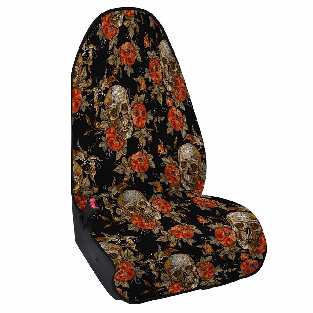 Vintage Floral Skull Pattern Print Waterproof Car Seat Cover