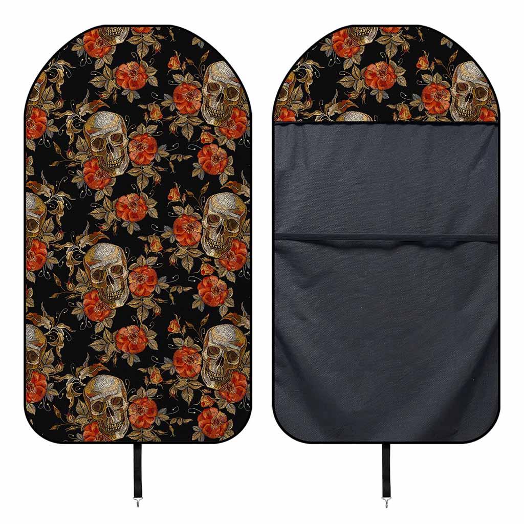 Vintage Floral Skull Pattern Print Waterproof Car Seat Cover