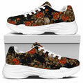 Vintage Floral Skull Pattern Print White Chunky Shoes
