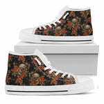Vintage Floral Skull Pattern Print White High Top Sneakers
