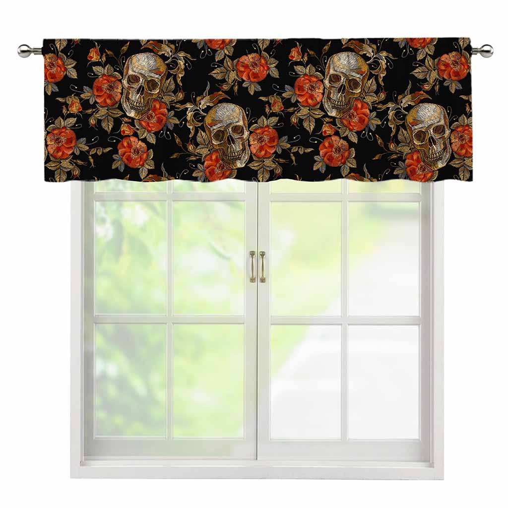 Vintage Floral Skull Pattern Print Window Valance
