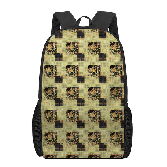 Vintage Flower Patchwork Pattern Print 17 Inch Backpack