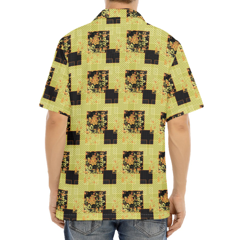 Vintage Flower Patchwork Pattern Print Aloha Shirt
