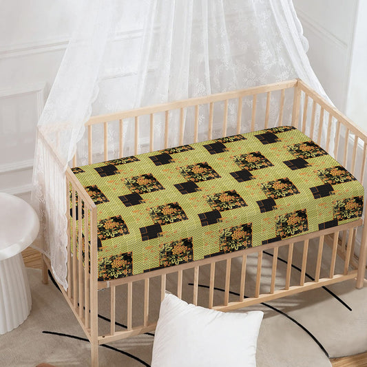 Vintage Flower Patchwork Pattern Print Baby Crib Sheet
