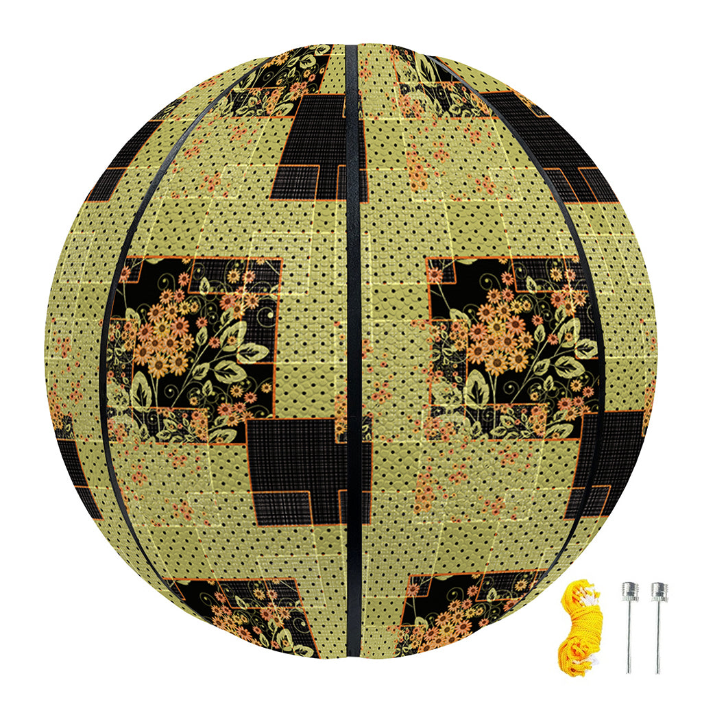 Vintage Flower Patchwork Pattern Print Basketball