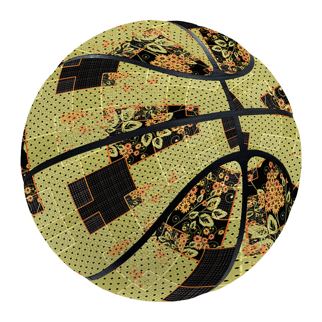 Vintage Flower Patchwork Pattern Print Basketball
