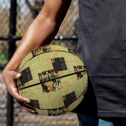 Vintage Flower Patchwork Pattern Print Basketball