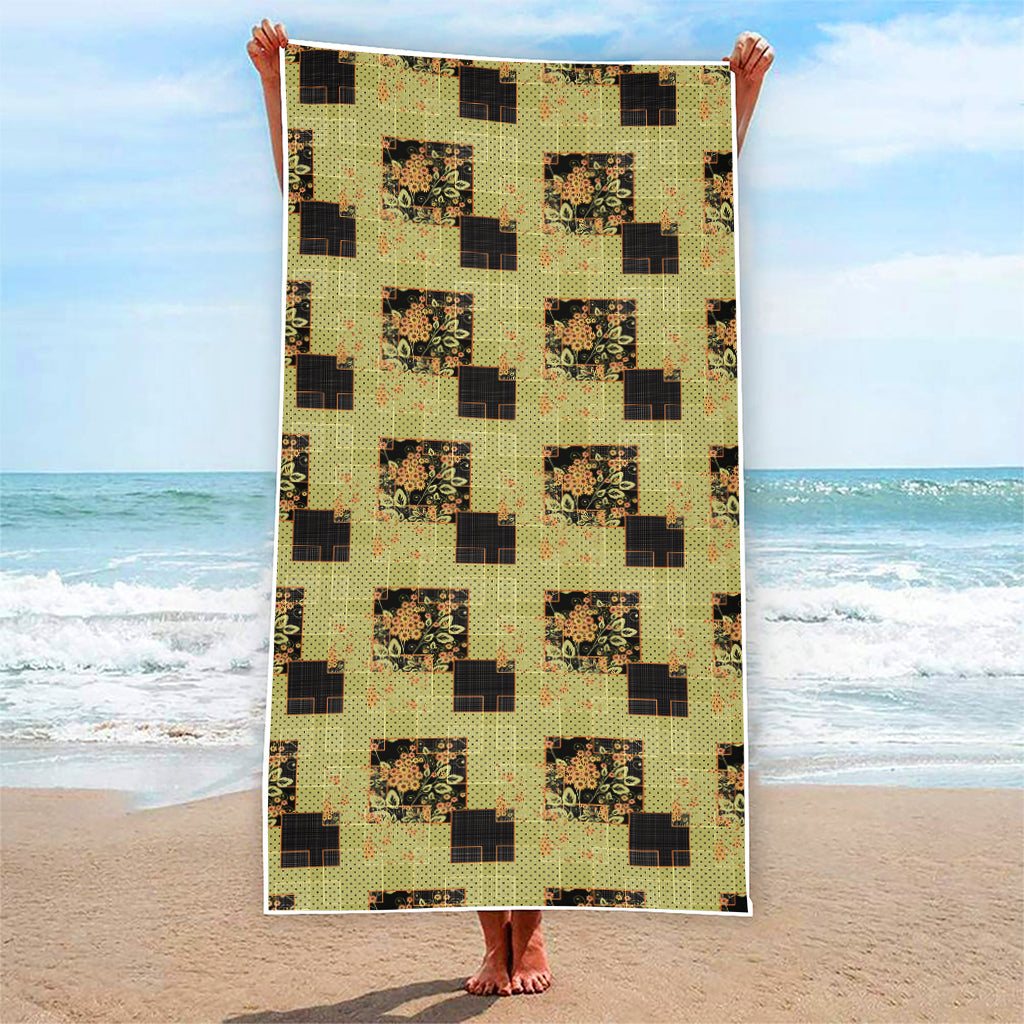 Vintage Flower Patchwork Pattern Print Beach Towel