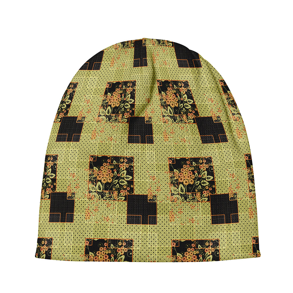 Vintage Flower Patchwork Pattern Print Beanie