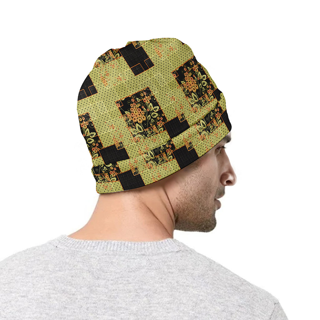 Vintage Flower Patchwork Pattern Print Beanie