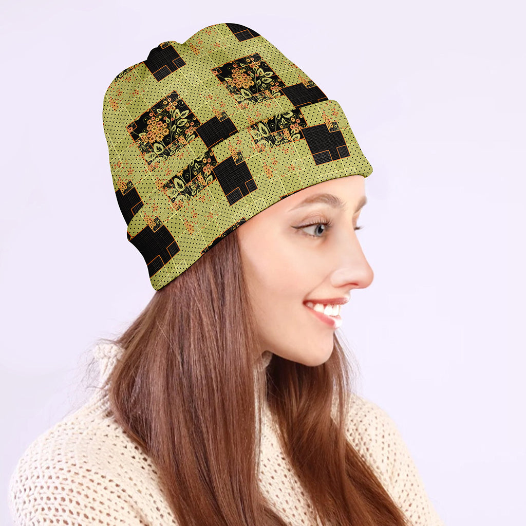 Vintage Flower Patchwork Pattern Print Beanie
