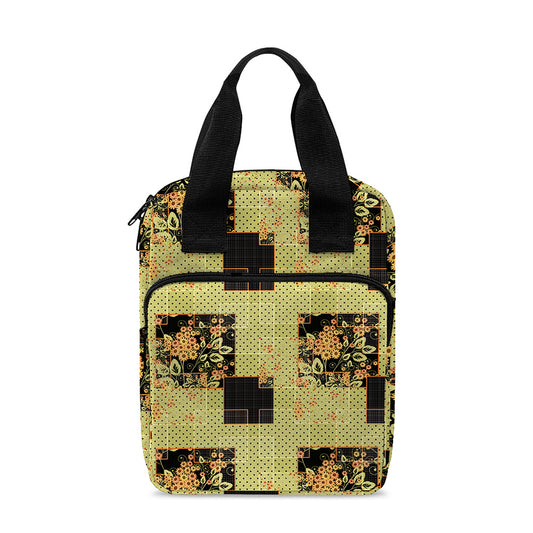 Vintage Flower Patchwork Pattern Print Bible Tote Bag