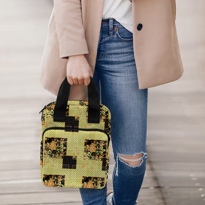 Vintage Flower Patchwork Pattern Print Bible Tote Bag