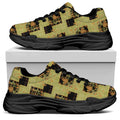 Vintage Flower Patchwork Pattern Print Black Chunky Shoes