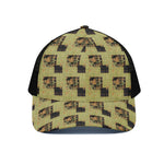 Vintage Flower Patchwork Pattern Print Black Mesh Trucker Cap