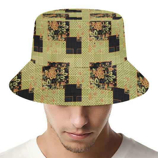 Vintage Flower Patchwork Pattern Print Bucket Hat
