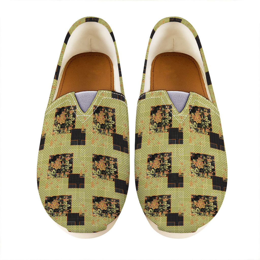 Vintage Flower Patchwork Pattern Print Casual Shoes