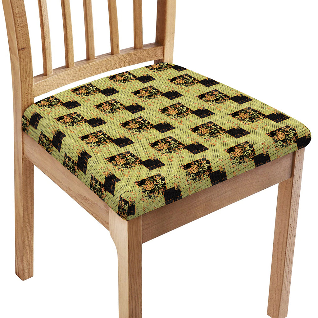 Vintage Flower Patchwork Pattern Print Chair Cushion Cover