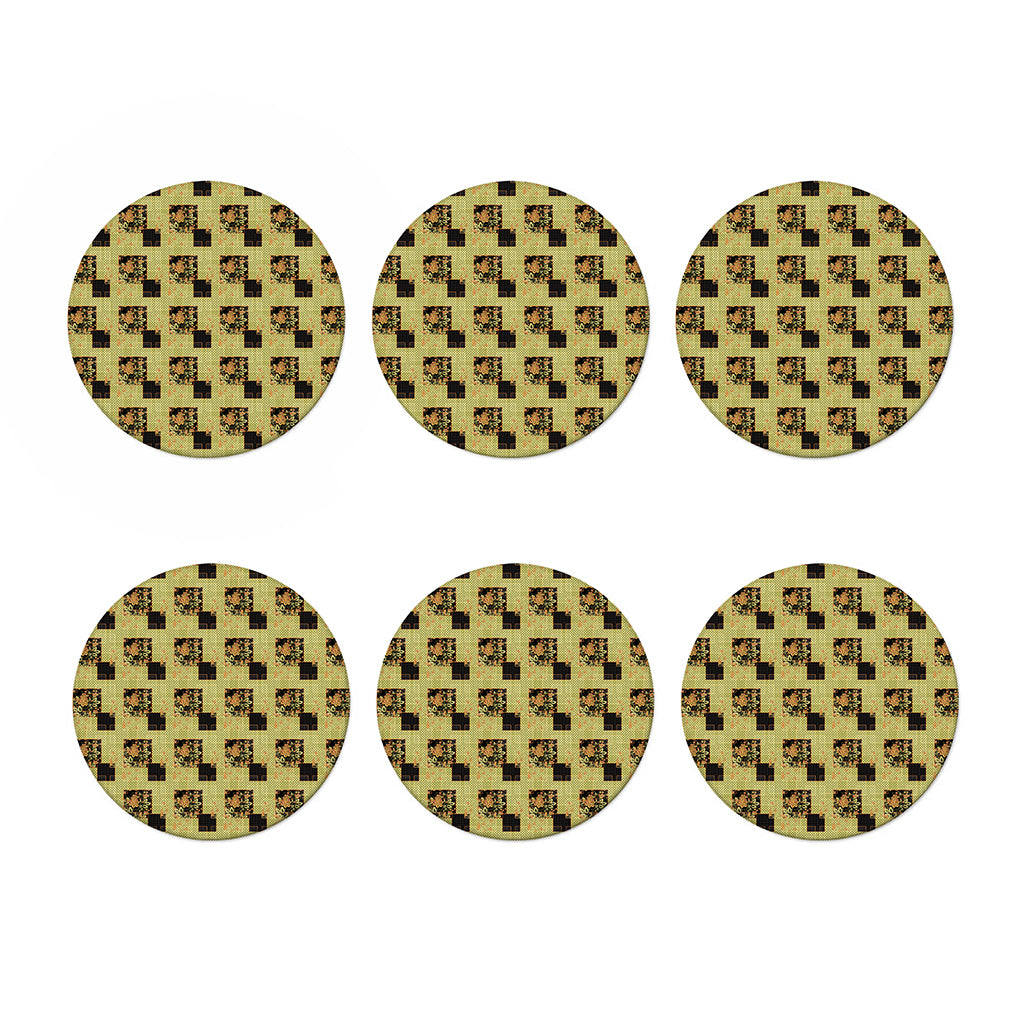Vintage Flower Patchwork Pattern Print Coaster Set
